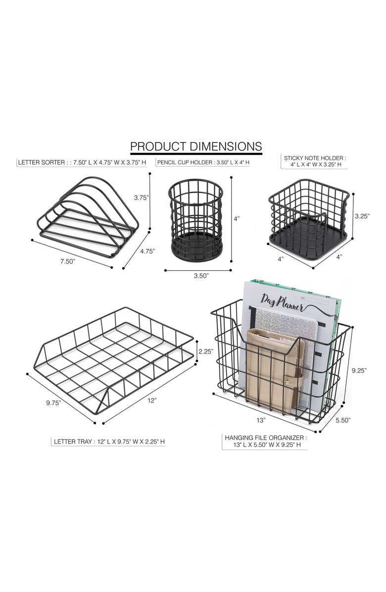 SORBUS Black Desk Organizer 5-Piece Set, Alternate, color, Black