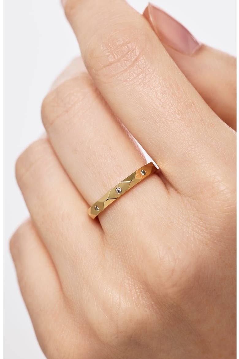 Walker Faceted Cubic Zirconia Band Ring, Alternate, color, GOLD