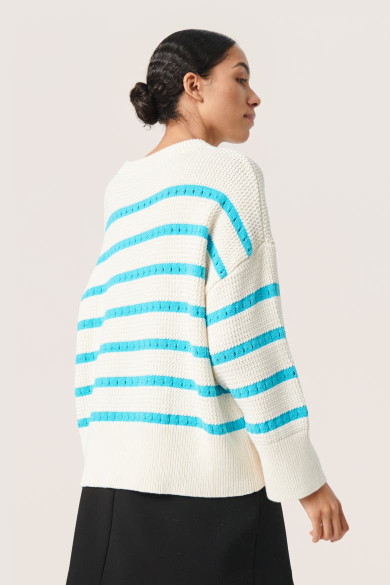 Ravalina Stripes Casual Fit Pullover, Alternate, color, White and Sea Jet Stripe