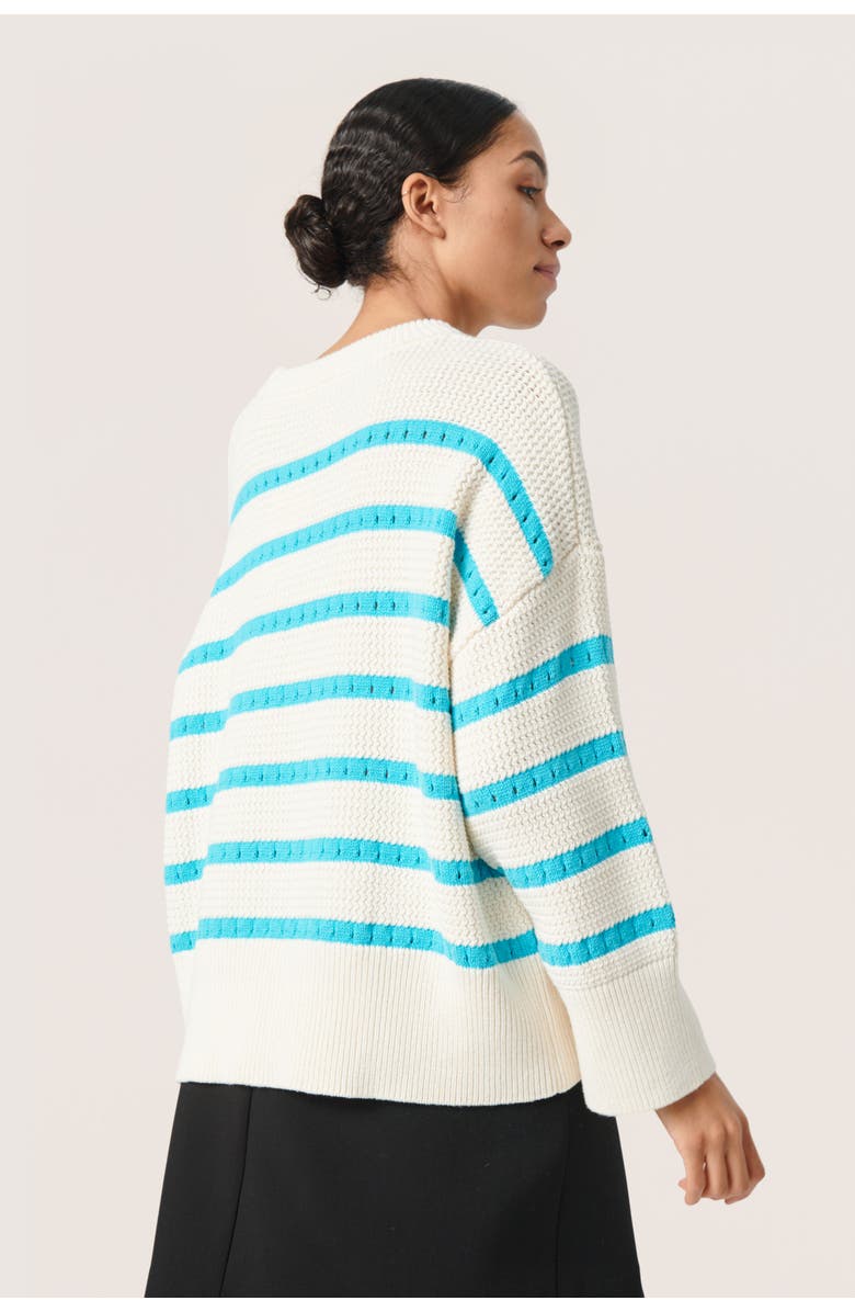 Soaked in Luxury Ravalina Stripes Casual Fit Pullover, Alternate, color, White And Sea Jet Stripe