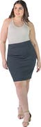 24seven Comfort Apparel Elastic Waist Knee Length Pencil Skirt