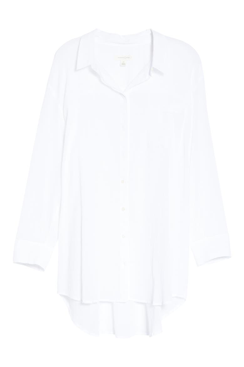 Gauzy Cotton Tunic Blouse, Alternate, color, WHITE