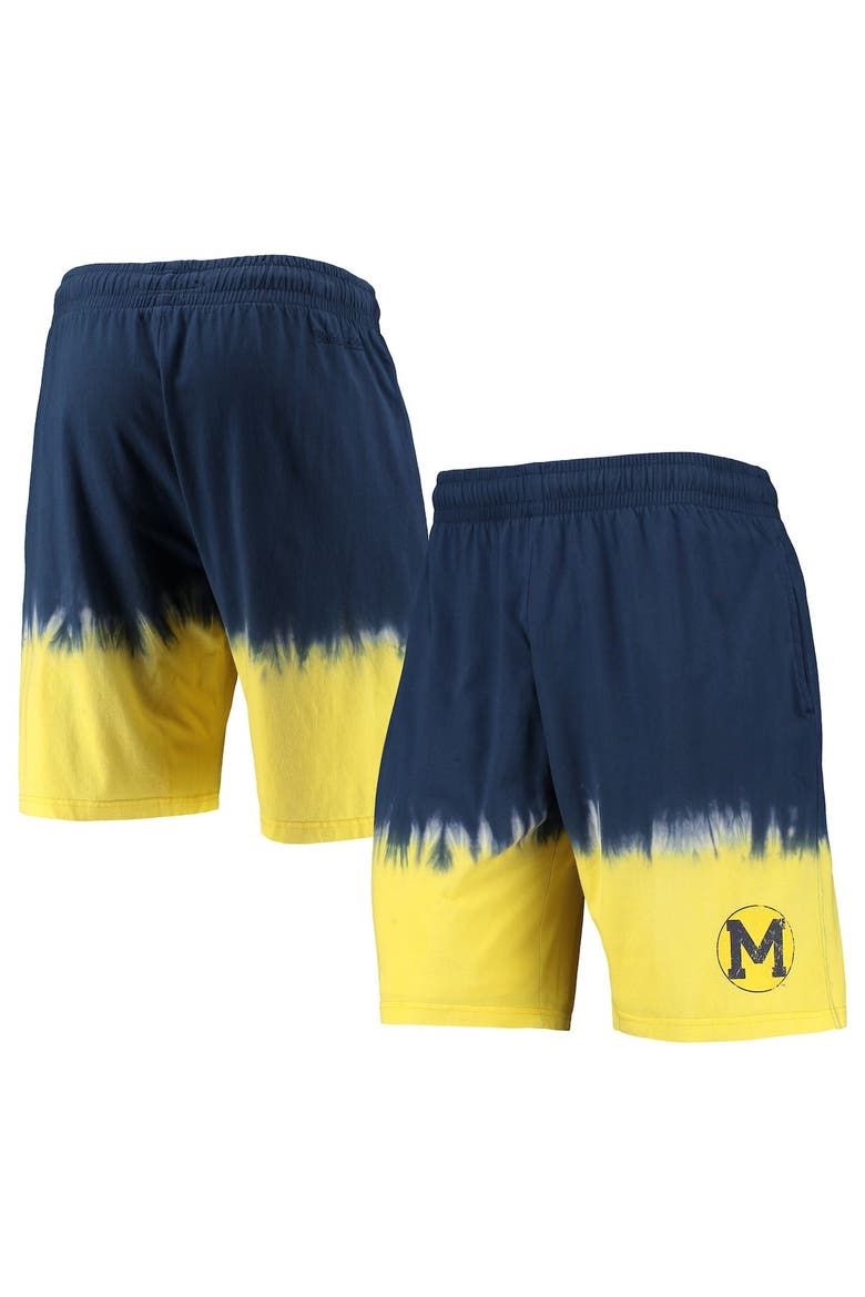 Men's Mitchell & Ness Navy/Gold Michigan Wolverines Tie-Dye Shorts, Main, color, Navy