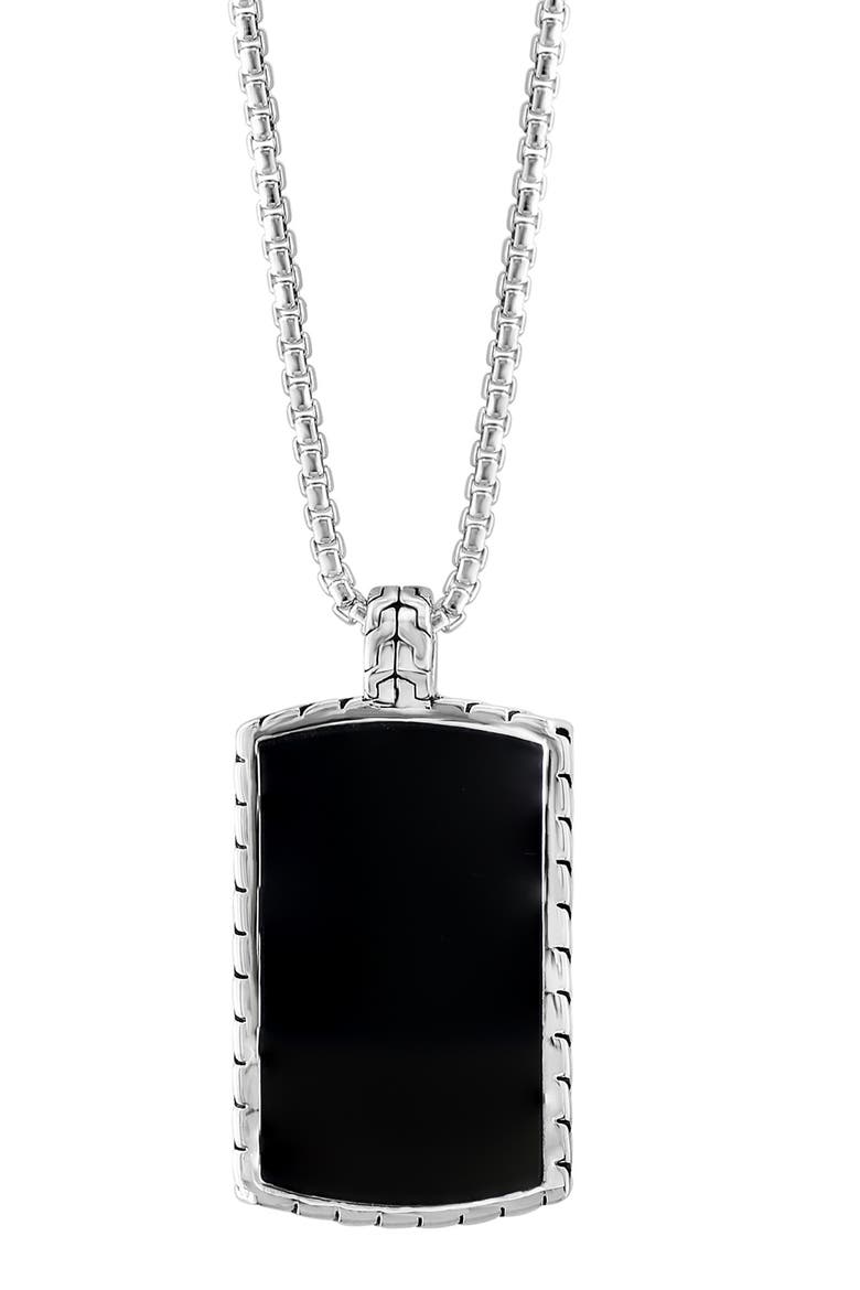 Men's Sterling Silver Onyx Pendant Necklace, Main, color, BLACK