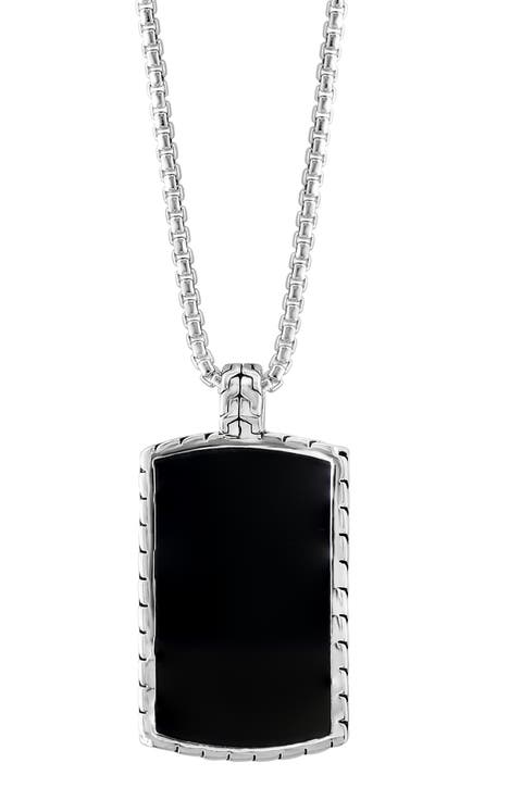 Men's Sterling Silver Onyx Pendant Necklace