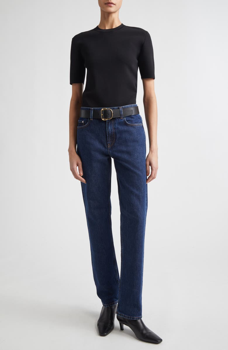 TOTEME Compact Knit T-Shirt, Alternate, color, Black