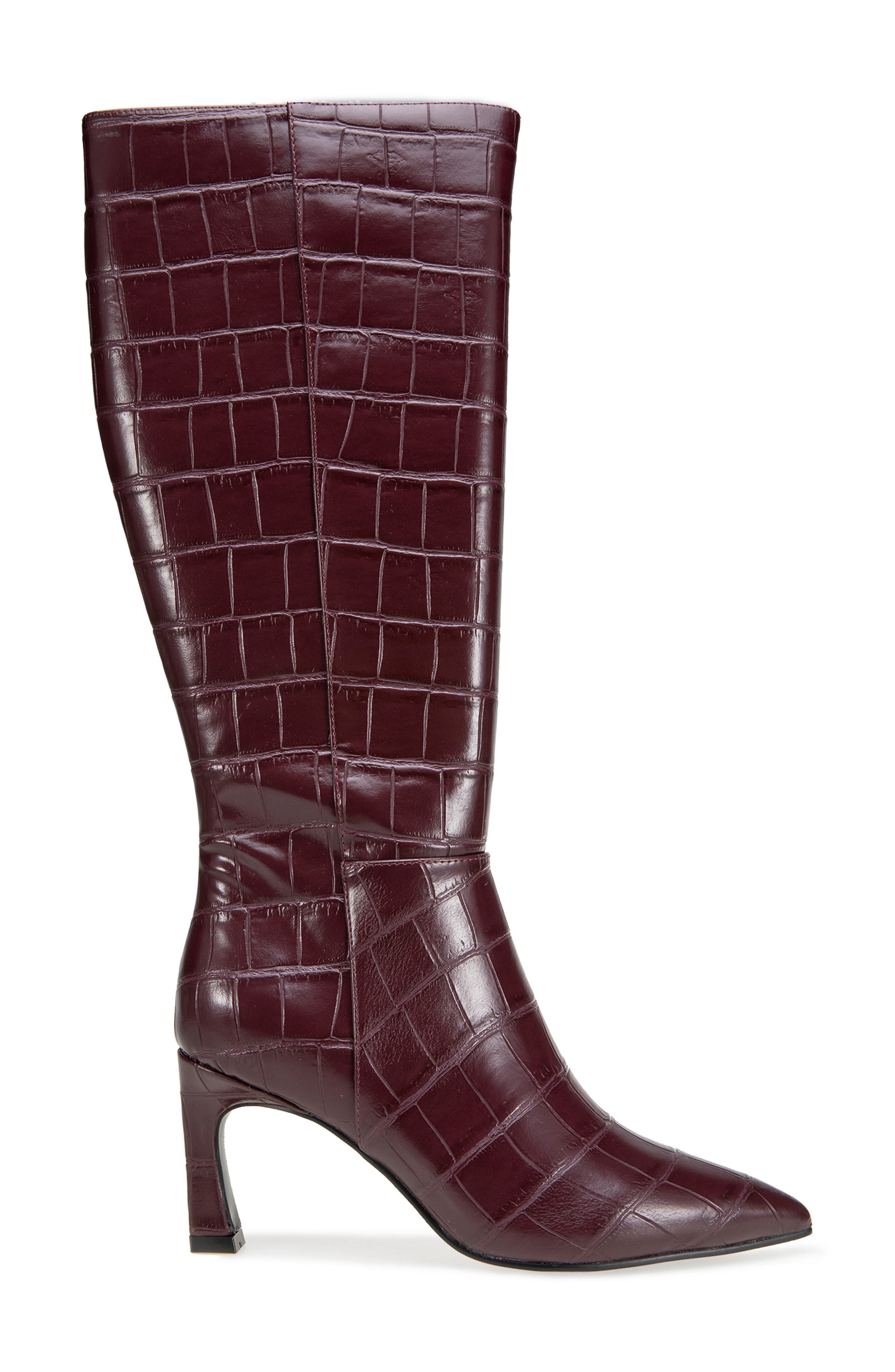 Kyla Croc Embossed Faux Leather Tall Boot, Alternate, color, FIG CROC PU