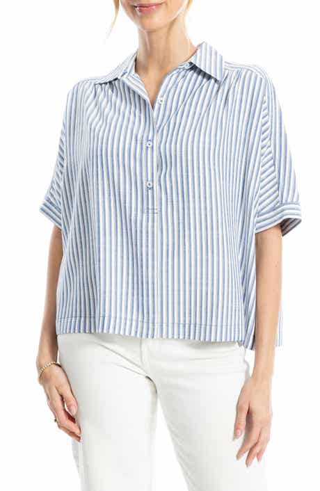 MAX STUDIO Stripe Elbow Sleeve Button-Up Shirt