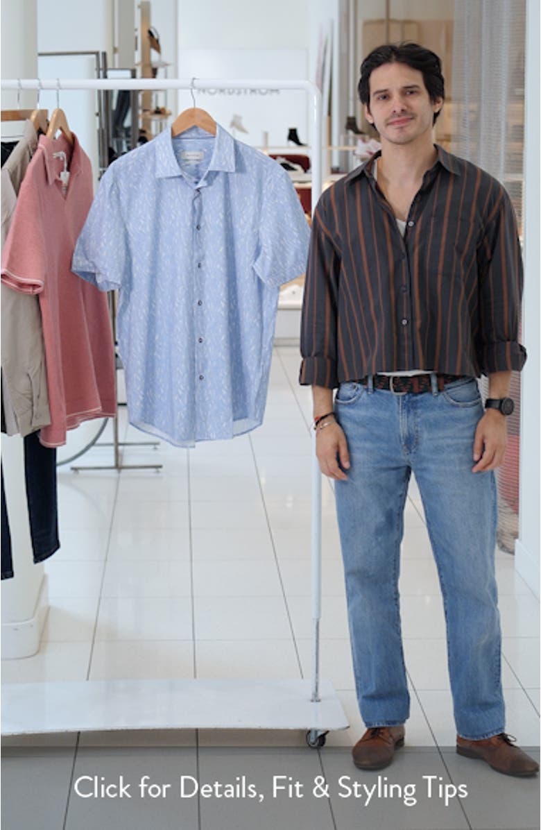 Miles OoohCotton<sup>®</sup> Leaf Print Short Sleeve Button-Up Shirt, sales video thumbnail