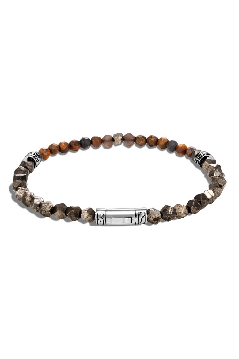 Men's Classic Chain 4mm Pyrite Bracelet, Alternate, color, SILVER/ PYRITE