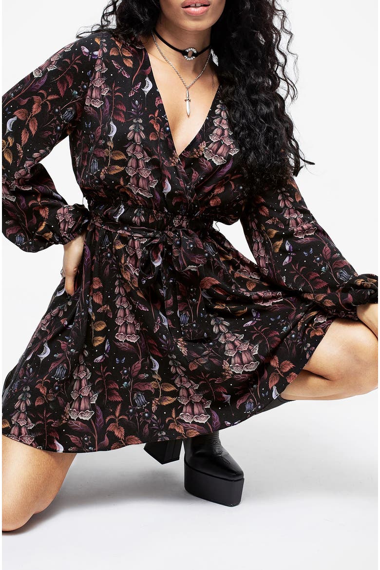 Foxglove Mini Wrap Dress, Alternate, color, Black