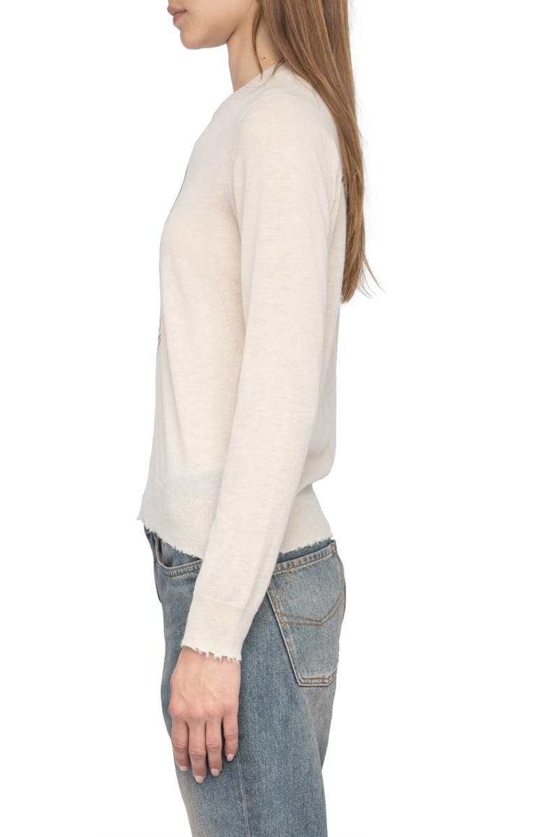 Zadig & Voltaire West Strass Rhinestone Skull Cashmere Sweater, Alternate, color,