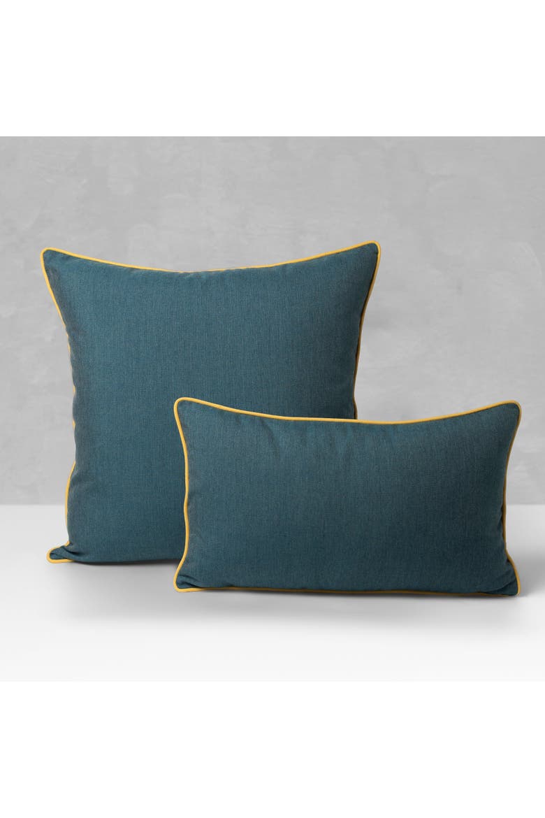 Lagoon Sunrise Indoor & Outdoor Woven Accent Pillow & Insert with contrasting self-welt cord, Alternate, color, Lagoon
