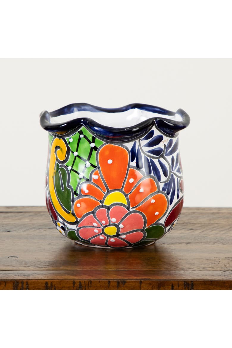 6-in X 7-in Handmade Mexican Talavera Ceramic Planter, Alternate, color, Multicolor