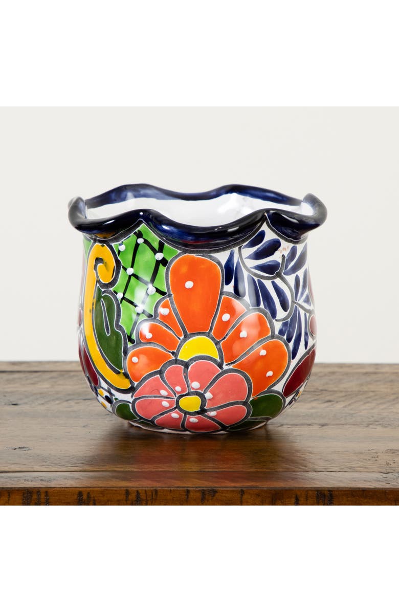 NEARLY NATURAL 6-in X 7-in Handmade Mexican Talavera Ceramic Planter, Alternate, color, Multicolor