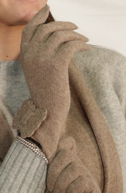 Portolano Scalloped Edge Knit Gloves In Brown