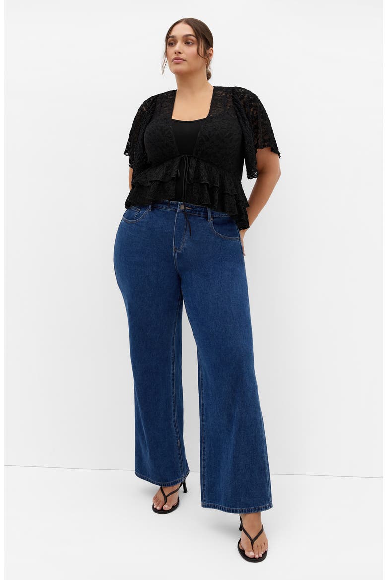 Lily Sheer Lace Crop Top, Alternate, color, BLACK