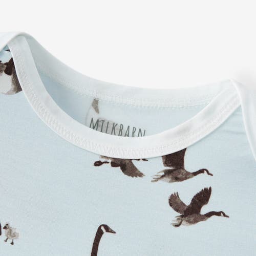 Milkbarn Luxe Stretch Long Sleeve One Piece In Blue