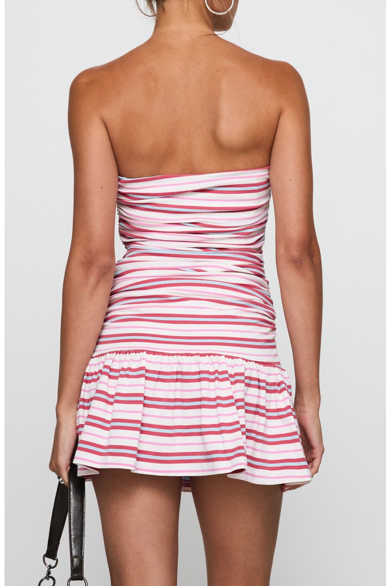 Juicie Stripe Strapless Drop Waist Stretch Cotton Minidress, Alternate, color, PINK / WHITE STRIPE