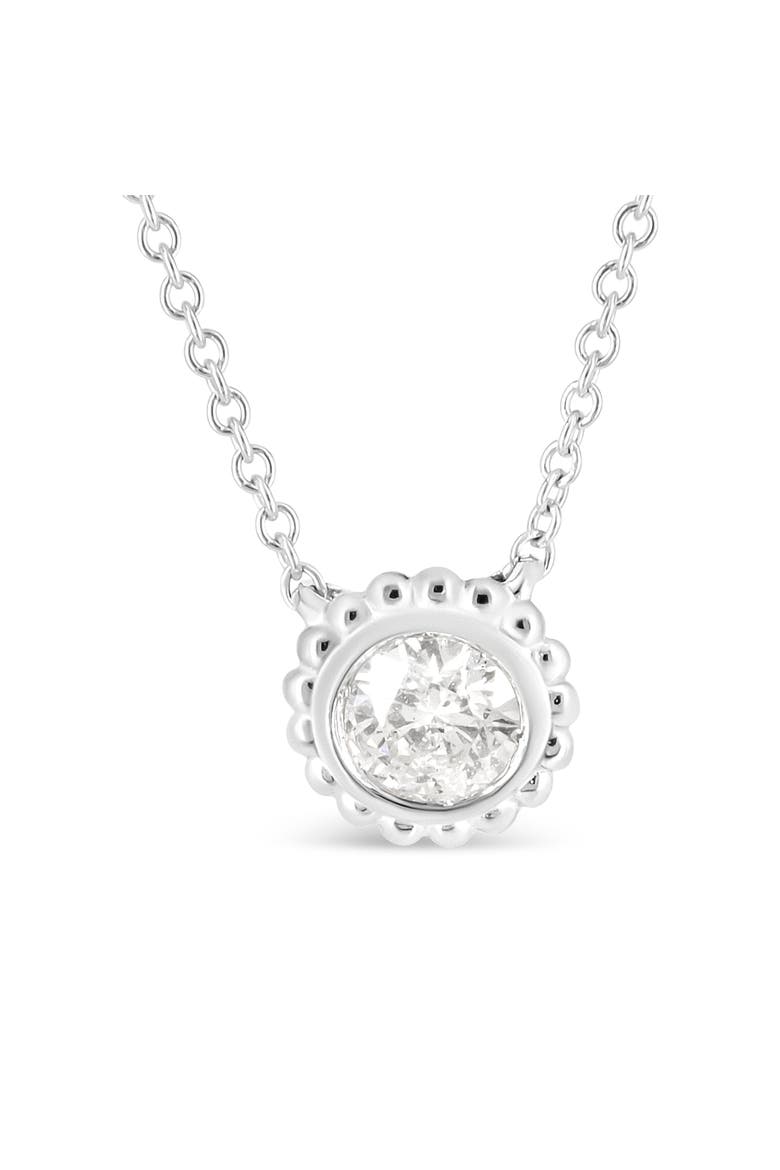 10K White Gold 1/2 Cttw Bezel Set Diamond Sunflower Finish 18" Pendant Necklace, Alternate, color, White