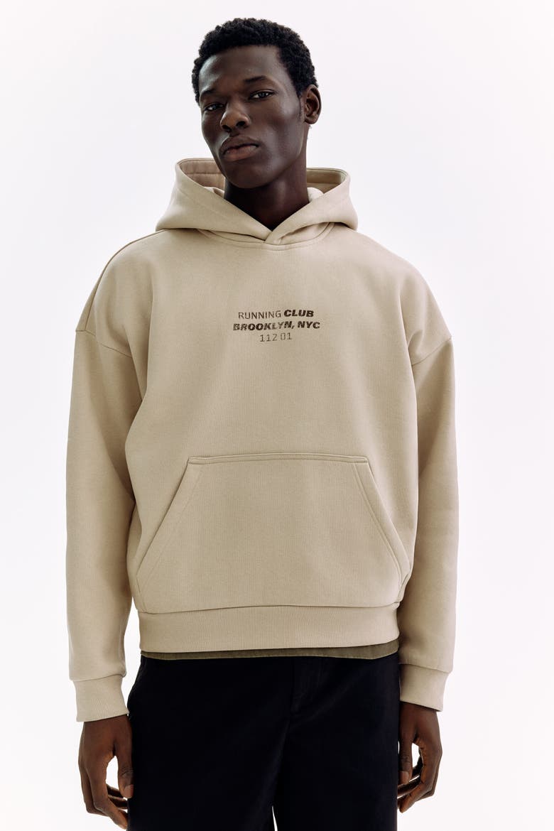 Loose Fit Hoodie, Main, color, Beige/Running Club