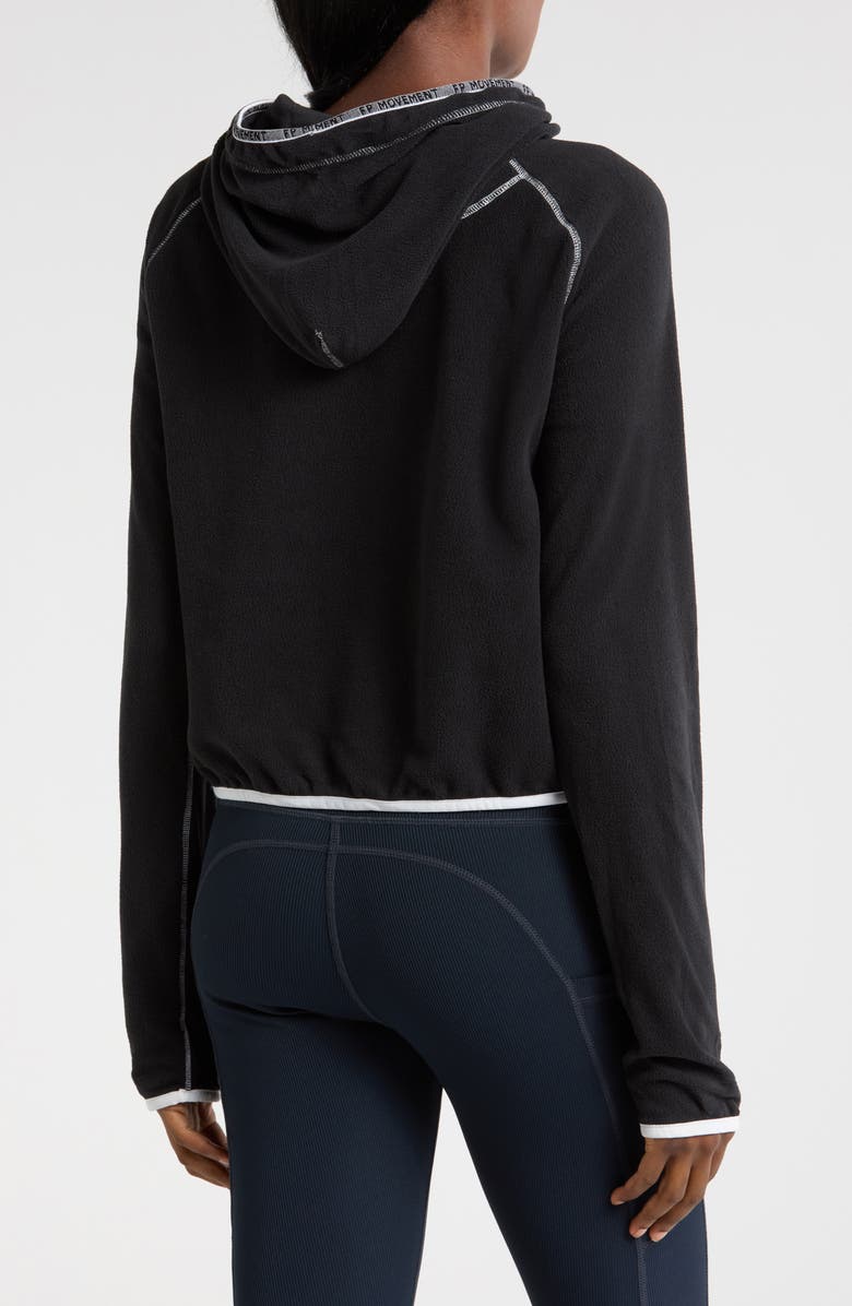 Free People FP Movement Care on the Run Fleece Funnel Neck Hoodie, Alternate, color, Black