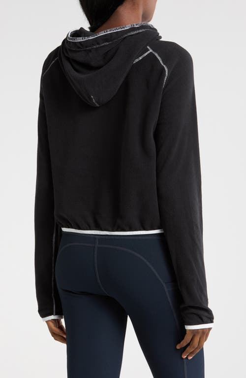 Free People Fp Movement Care On The Run Fleece Funnel Neck Hoodie In Black