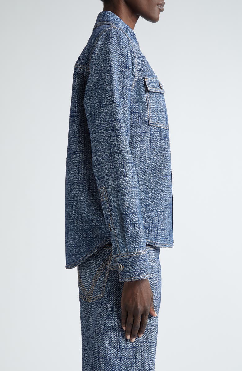 Bottega Veneta Slim Fit Denim Print Button-Up Shirt, Alternate, color, 