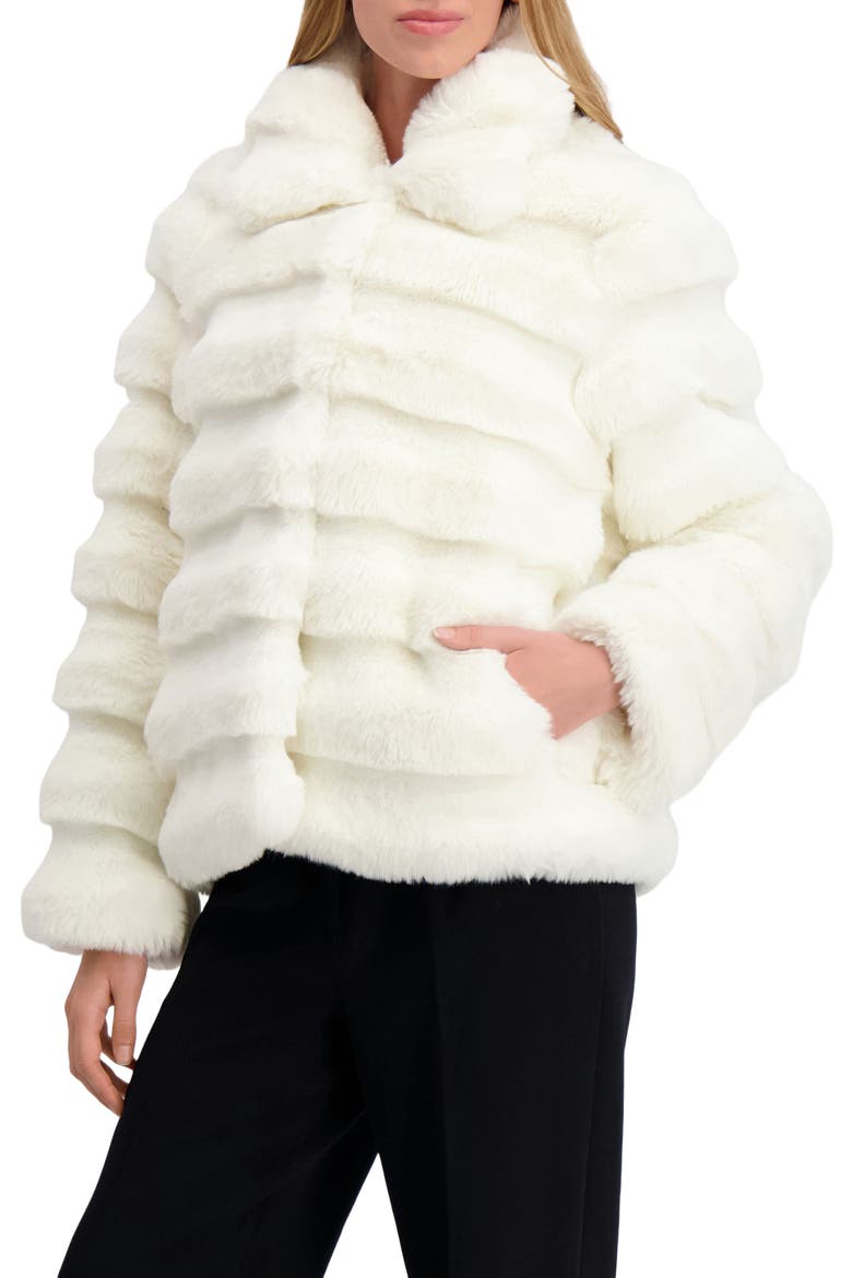 Fur-Free Horizontal Chinchilla (Faux Fur) Jacket, Alternate, color, WHITE CHINCH