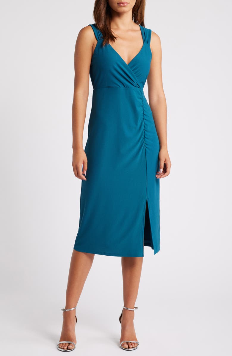 Chelsea28 Gathered Jersey Dress, Main, color, Teal Feather