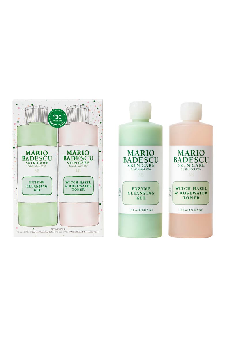 Jumbo Size Enzyme Cleansing Gel & Witch Hazel & Rosewater Toner, Main, color, NO COLOR
