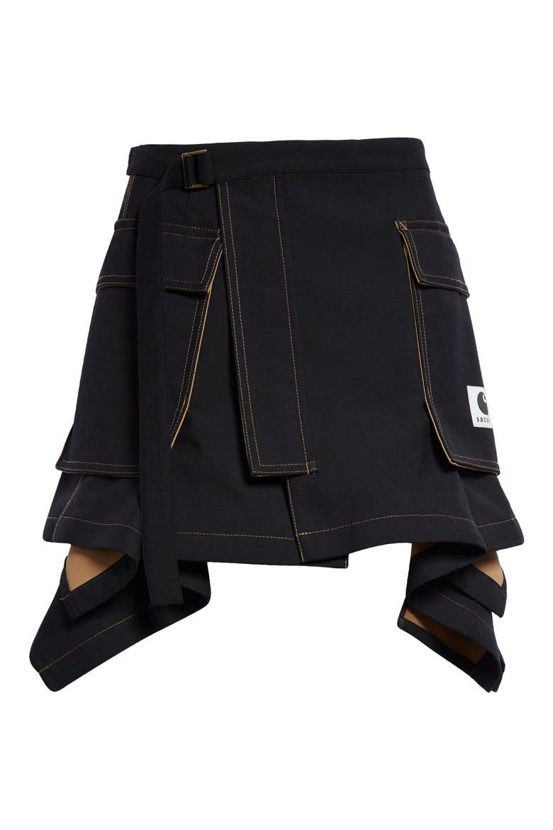 Carhartt WIP Asymmetric Wrap Skirt, Alternate, color, BLACK