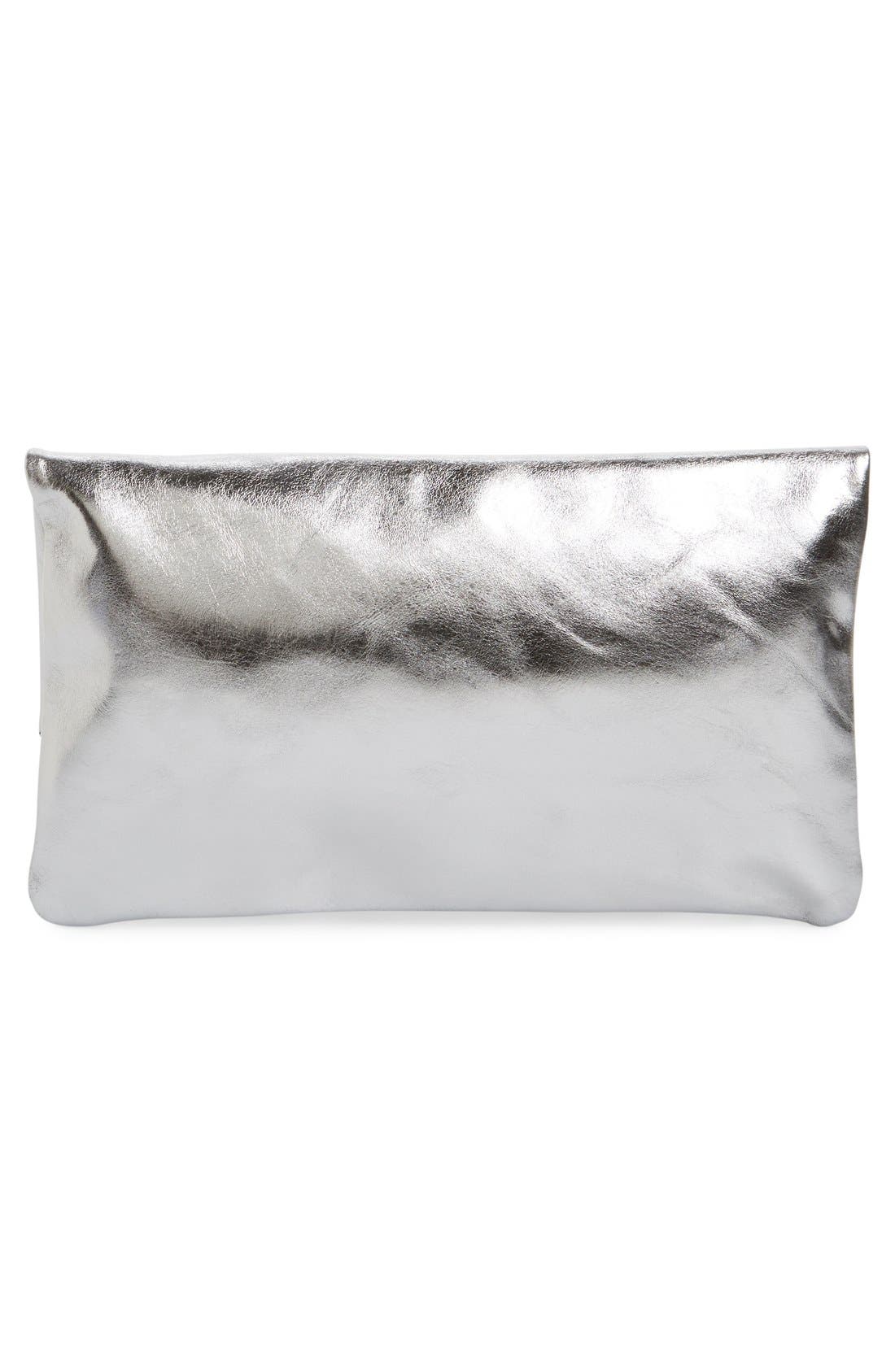 Clare V. 'Maison' Metallic Leather Foldover Clutch, Alternate, color, 