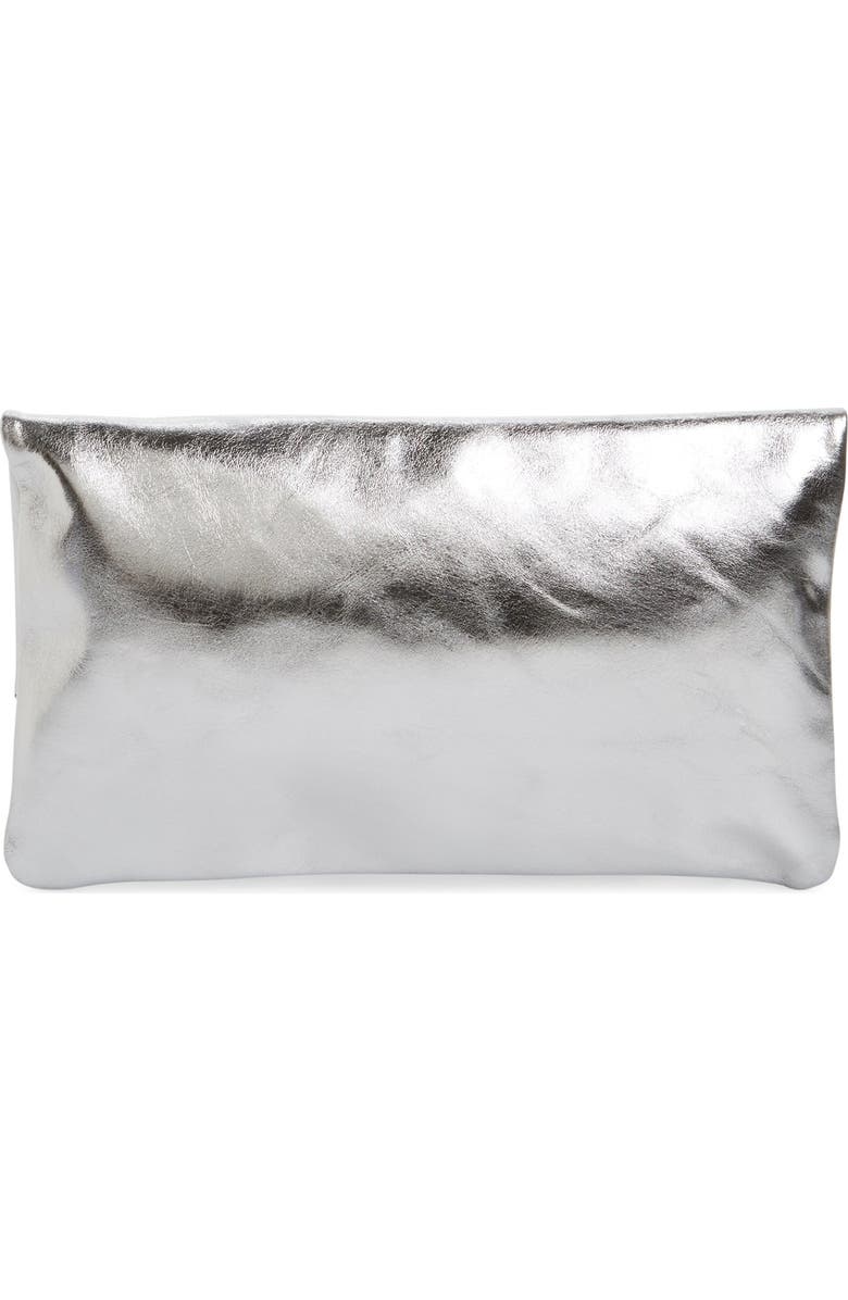 Clare V. 'Maison' Metallic Leather Foldover Clutch, Alternate, color,