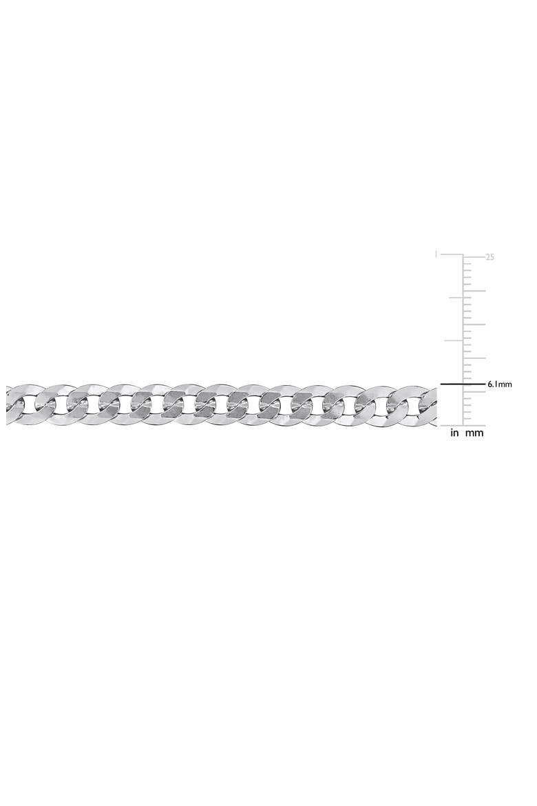 Men's Sterling Silver Curb Chain Bracelet, Alternate, color, WHITE GOLD