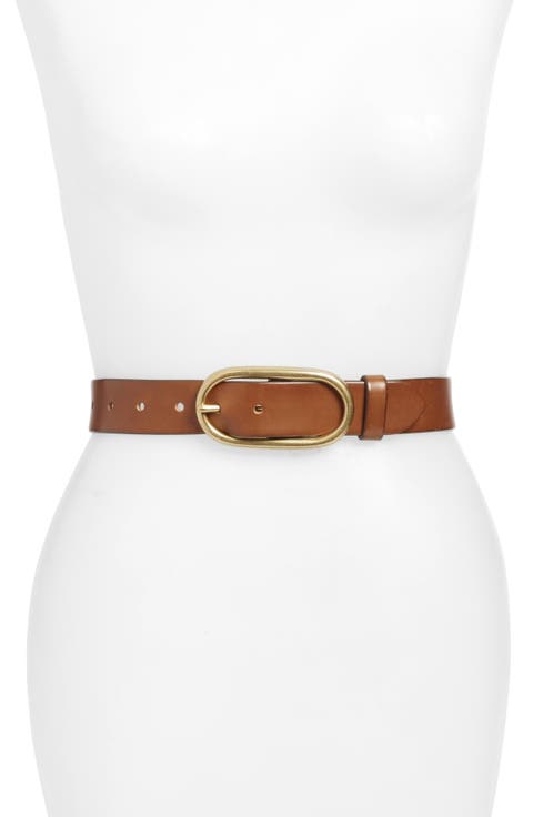 Oval Buckle Leather Belt (Regular & Plus Size)