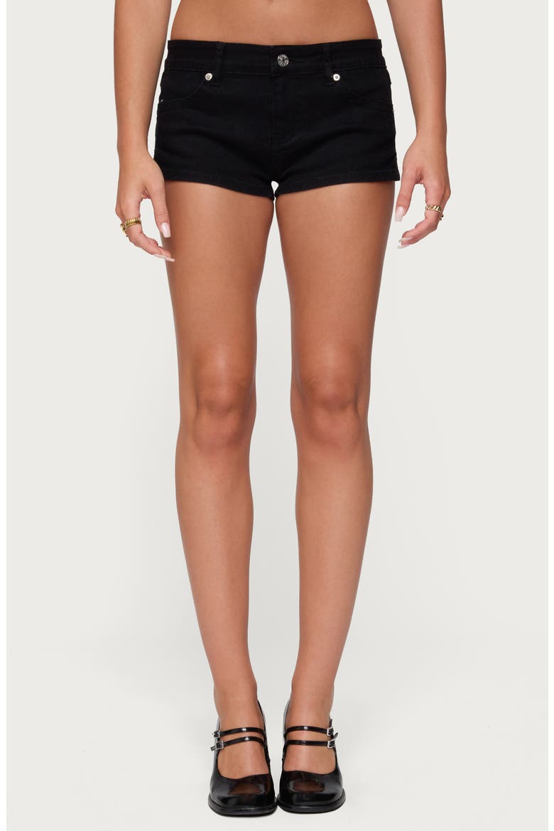 Jagger Low Rise Denim Shorts, Main, color, BLACK