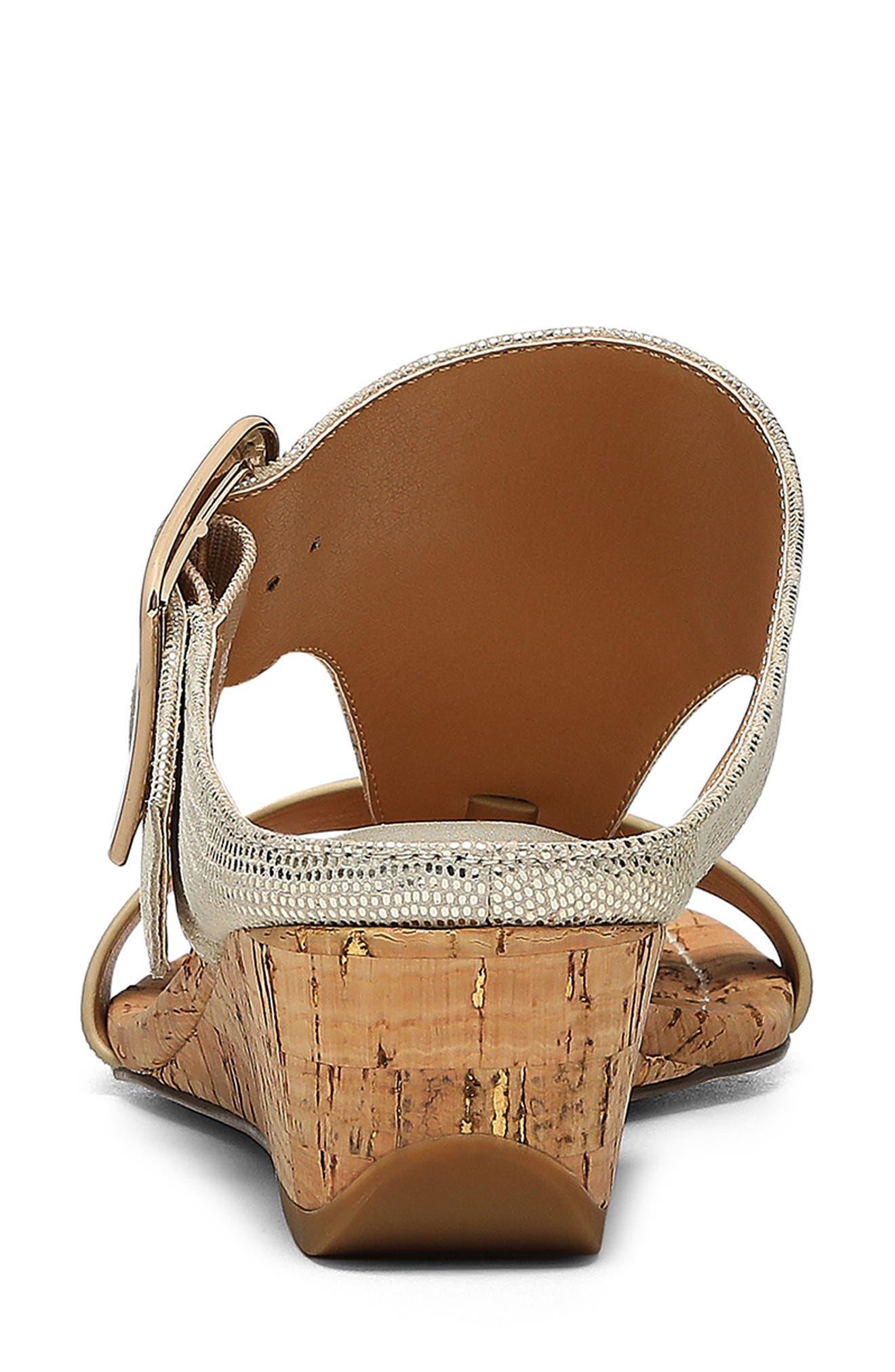 Vine Buckled Wedge Sandal, Alternate, color, PLATINO