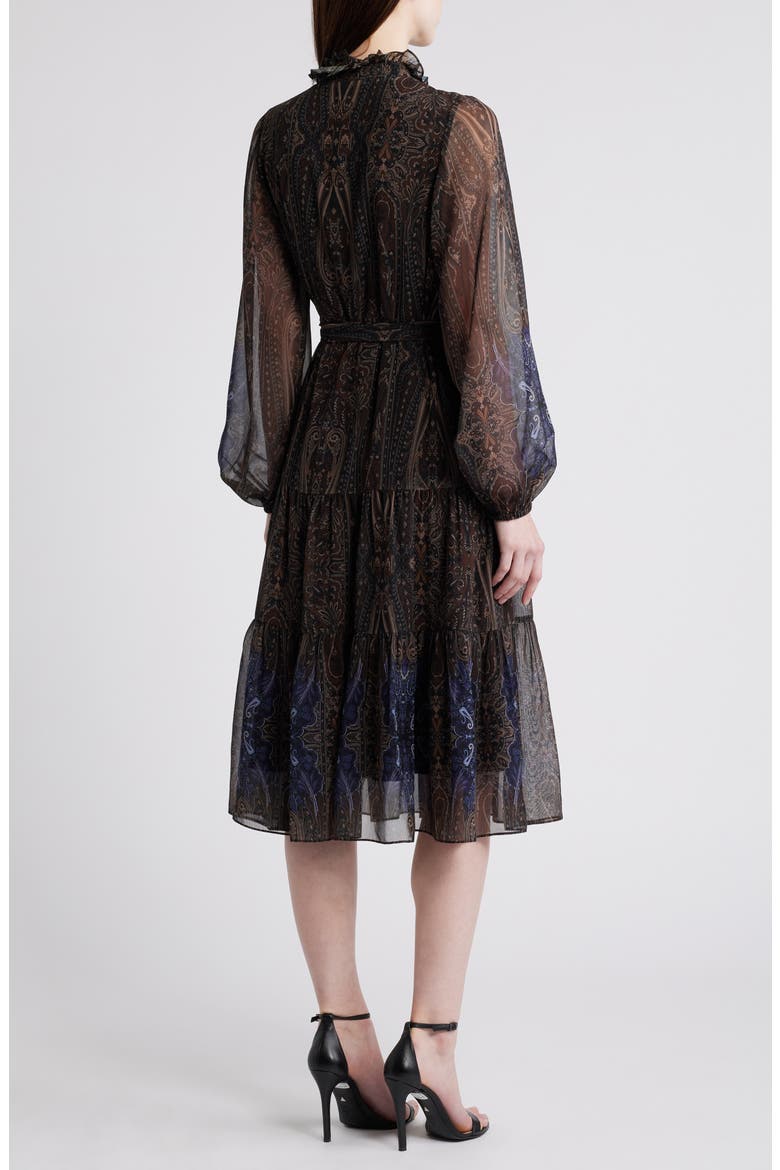 Verena Paisley Long Sleeve Tiered Dress, Alternate, color, COCO MULTI