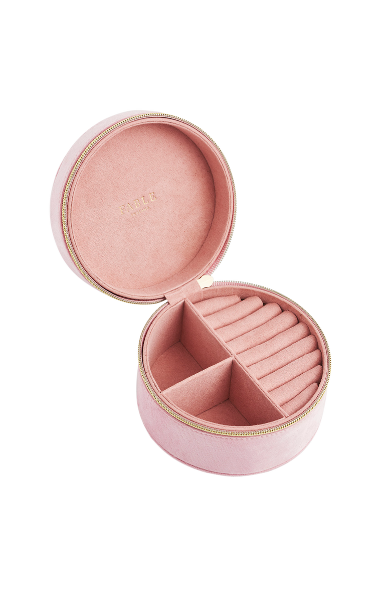 Fable England Ladybird Velvet Embroidered Circle Jewellery Box, Alternate, color, Light/Pastel Pink