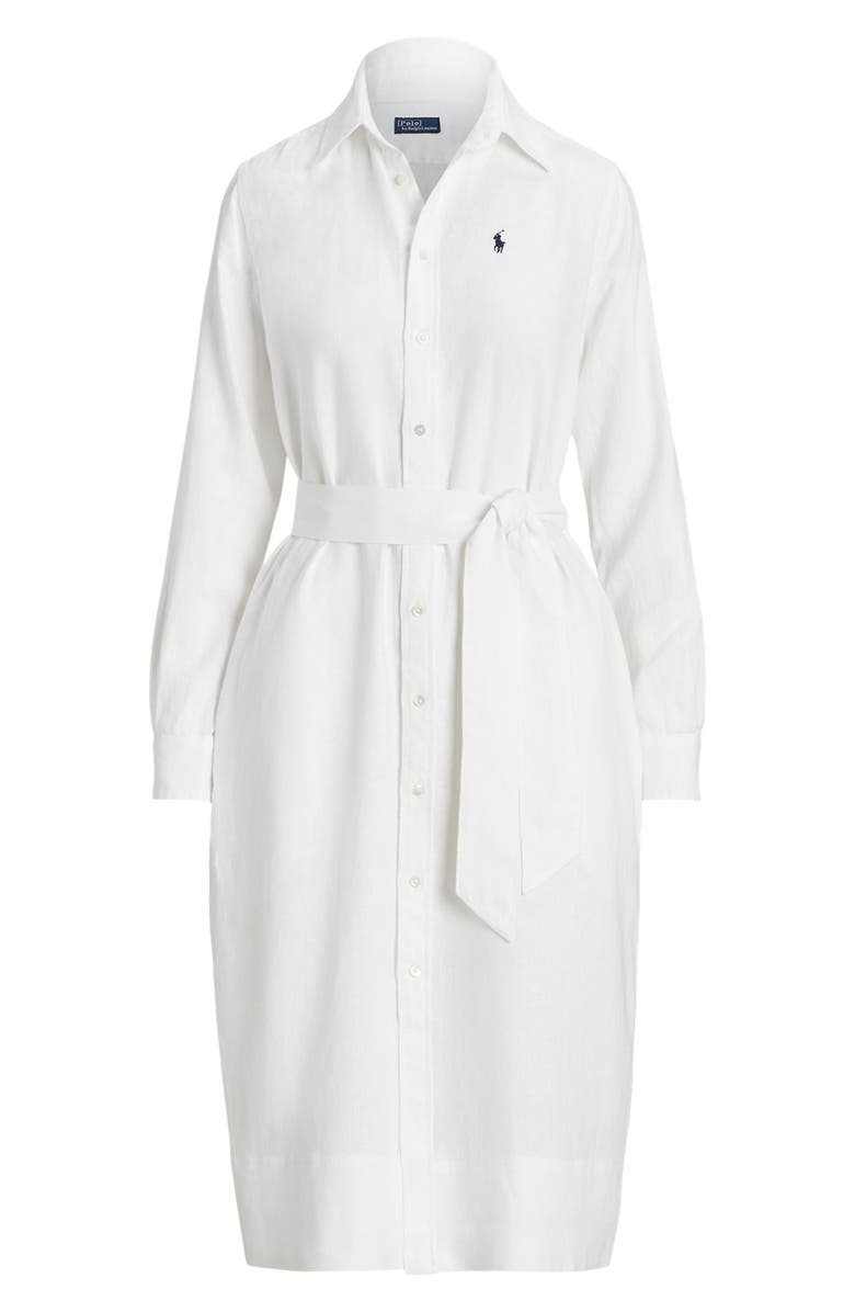 Polo Ralph Lauren Belted Long Sleeve Linen Shirtdress, Alternate, color, 