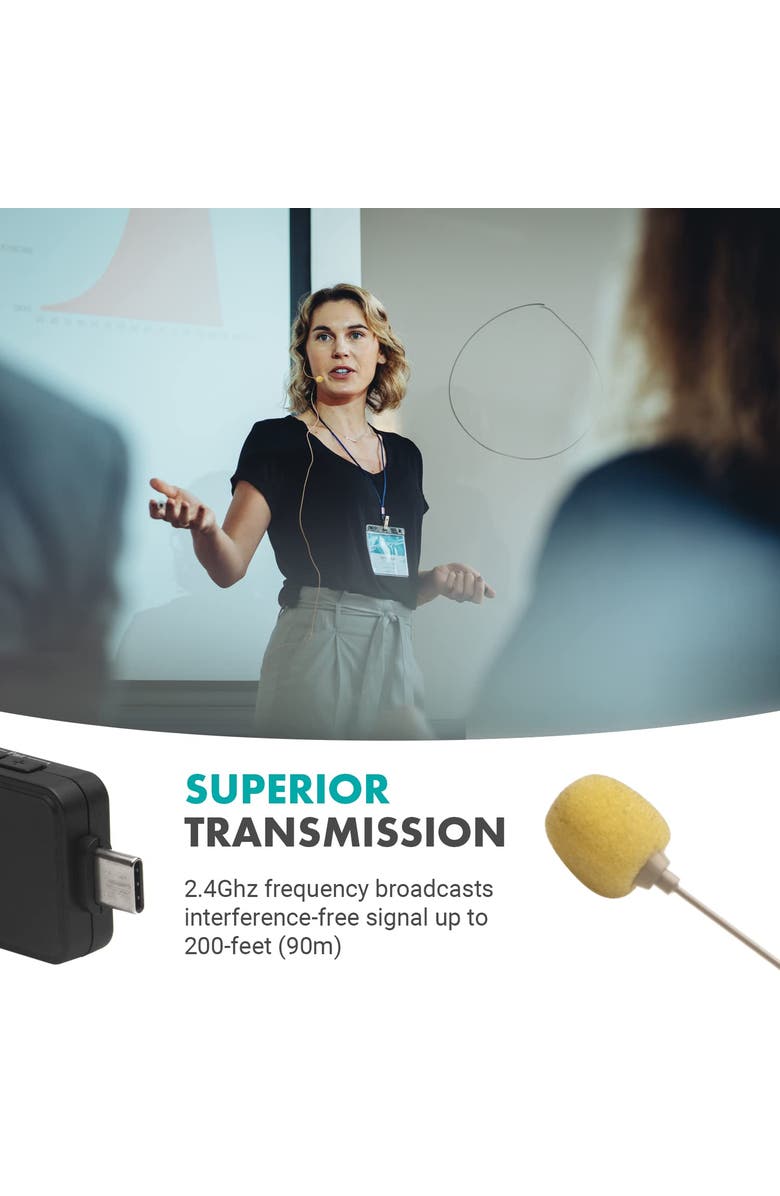 MOVO WMX-1-UH USB-C Wireless Headset Microphone, Alternate, color, Black