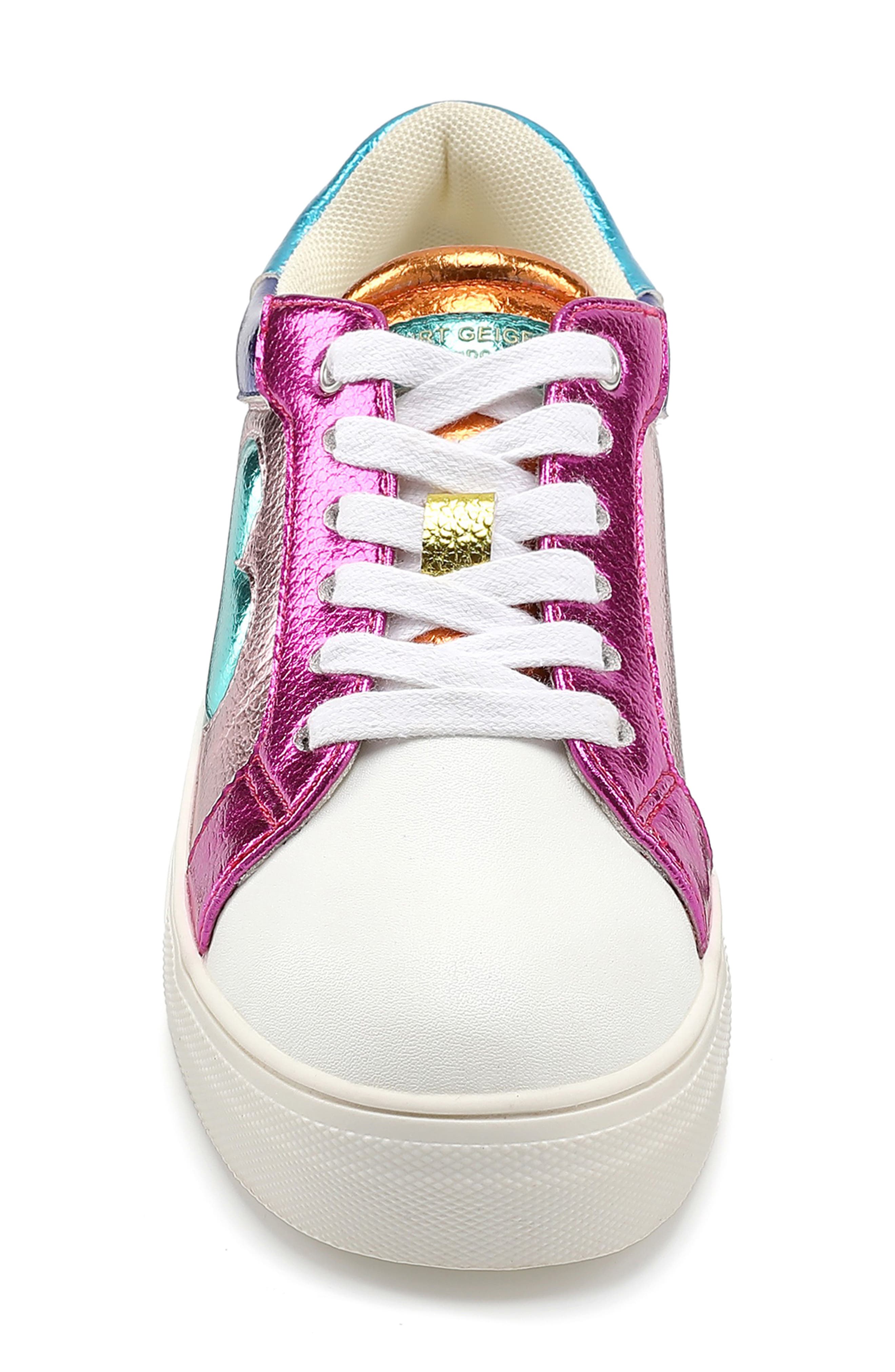 Kurt Geiger London Kids' Mini Luckson Heart Platform Sneaker, Alternate, color, Pink Multi