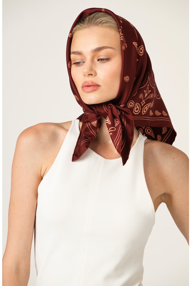 Scarlet Paisley Double Sided Silk Scarf, Alternate, color, Red