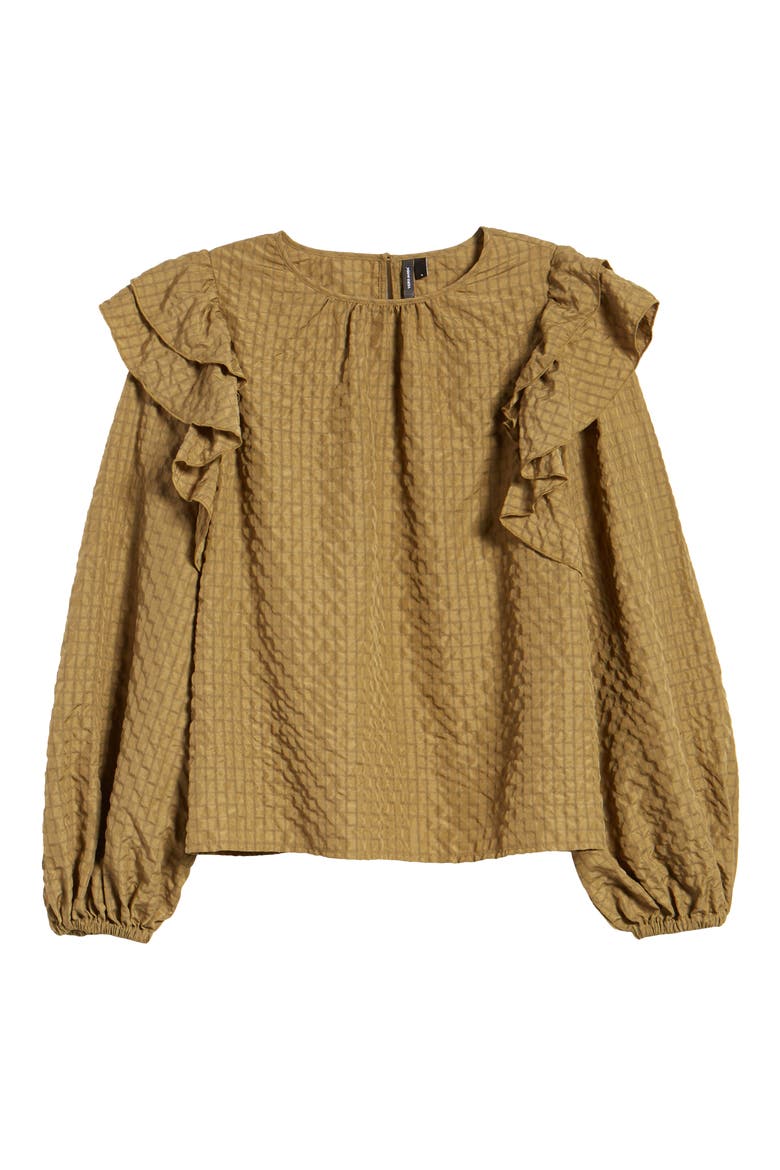 Mindy Frill Long Sleeve Top, Alternate, color, MILITARY OLIVE