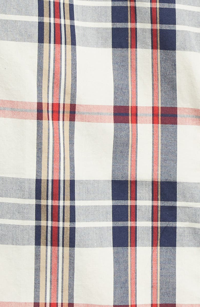 Nordstrom Kids' Stripe Poplin Button-Up Shirt, Alternate, color, Ivory- Navy Heritage Plaid