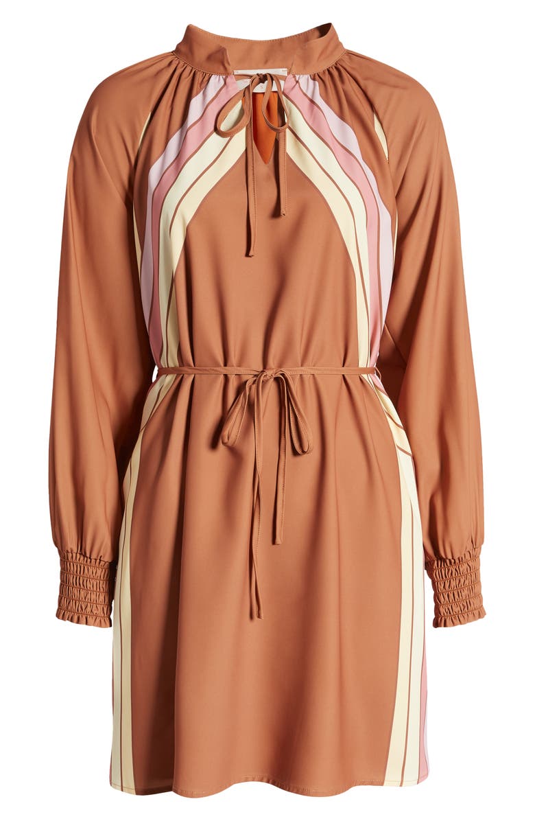 CIEBON Aleina Print Tie Waist Long Sleeve Dress, Alternate, color, 