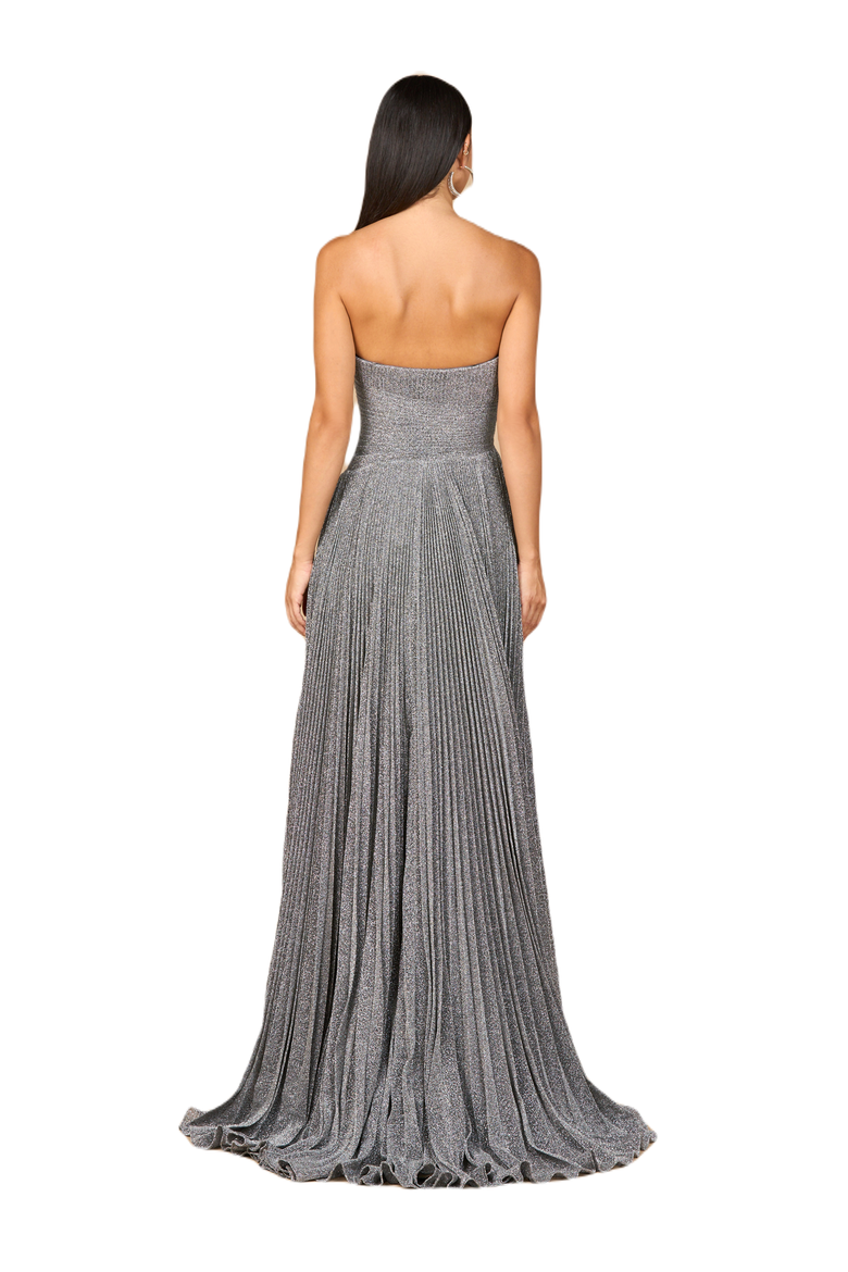 Flowing Pleated, Strapless Dress, Alternate, color, Grey
