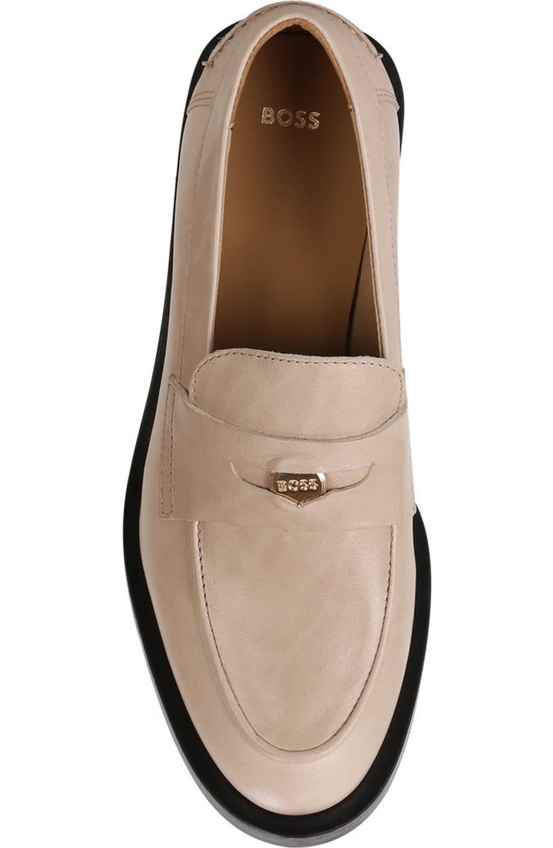 BOSS Iryna Leather Penny Loafer, Alternate, color, Beige