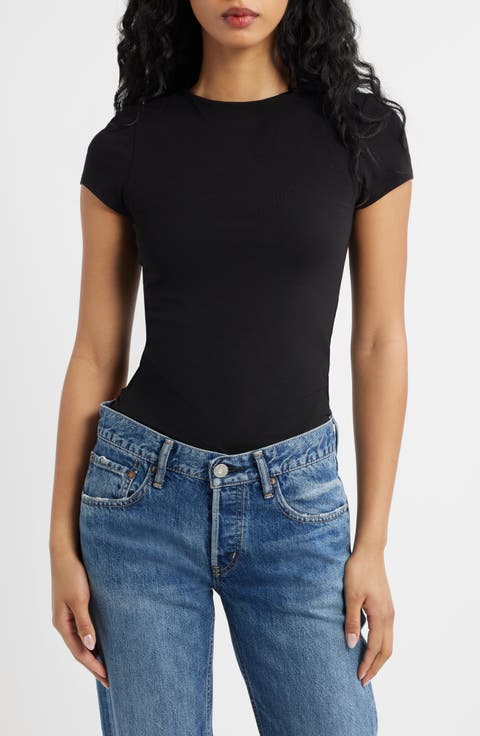 Strech Cotton Cap Sleeve T-Shirt